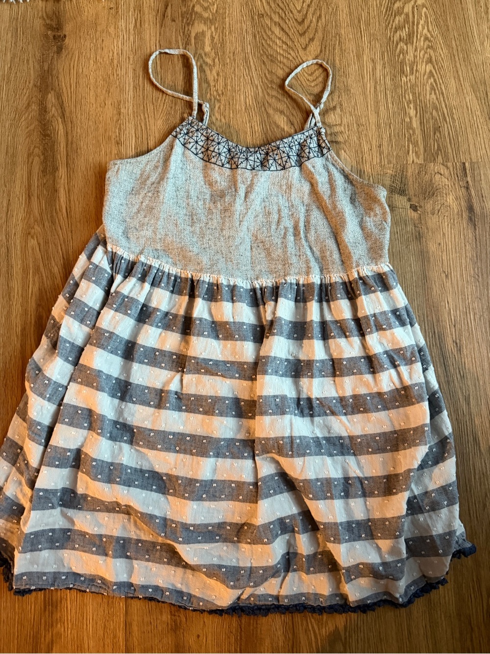 Hem & Thread Striped Plaid Boho Cami Tunic Top Size L